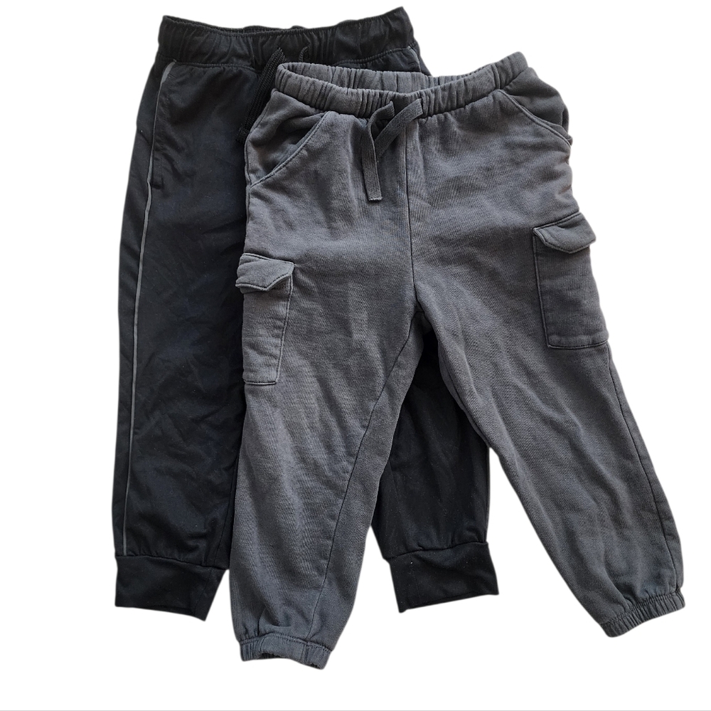 Boys Jogger Bundle - H&M Charcoal Cargo Sweatpants & Jumping Beans Joggers - 3T